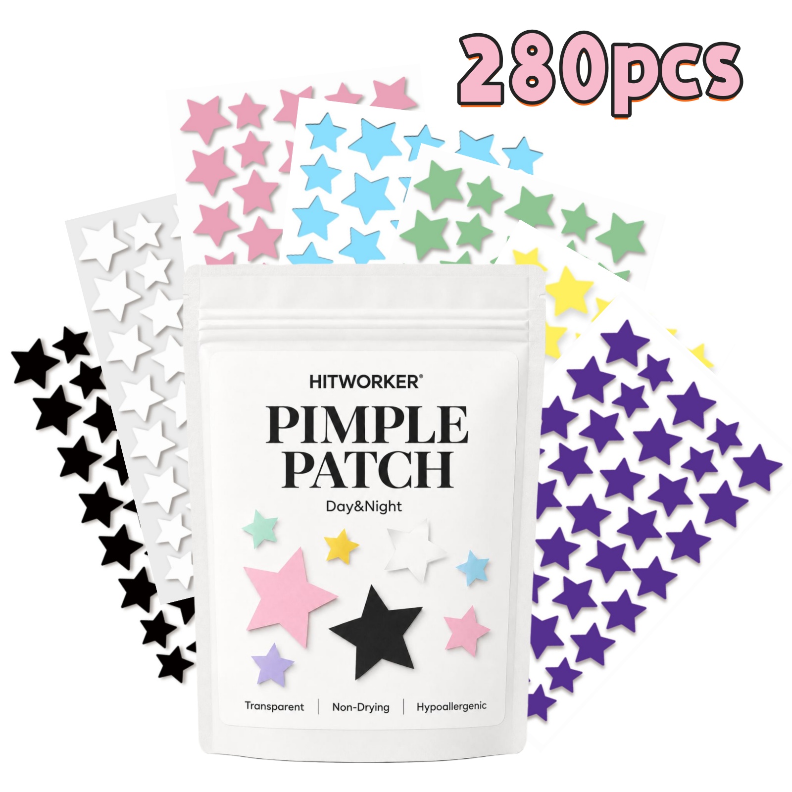 Hydrocolloid Acne Patch - 280 Pezzi Cerotti Colorati a Forma